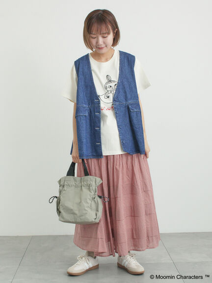 【MOOMIN×Samansa Mos2】ぽこぽこ刺繍Tシャツ（オフホワイト/チャコールグレー/ピンク）｜Samansa Mos2（サマンサ モスモス）通販