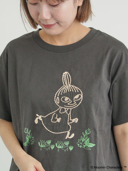 【MOOMIN×Samansa Mos2】ぽこぽこ刺繍Tシャツ（オフホワイト/チャコールグレー/ピンク）｜Samansa Mos2（サマンサ モスモス）通販