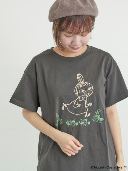 【MOOMIN×Samansa Mos2】ぽこぽこ刺繍Tシャツ（オフホワイト/チャコールグレー/ピンク）｜Samansa Mos2（サマンサ モスモス）通販