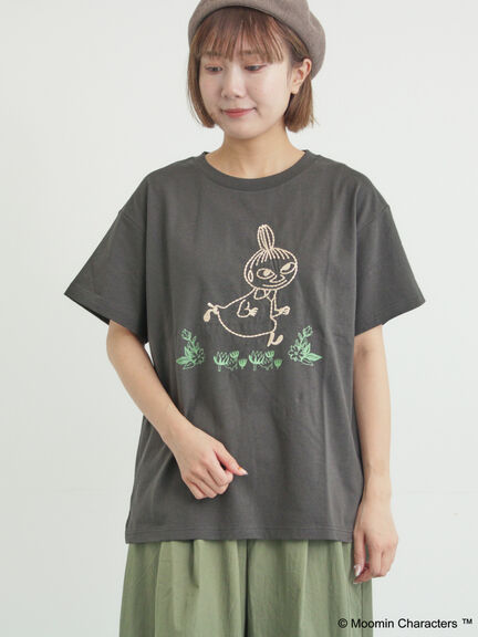 【MOOMIN×Samansa Mos2】ぽこぽこ刺繍Tシャツ（オフホワイト/チャコールグレー/ピンク）｜Samansa Mos2（サマンサ モスモス）通販