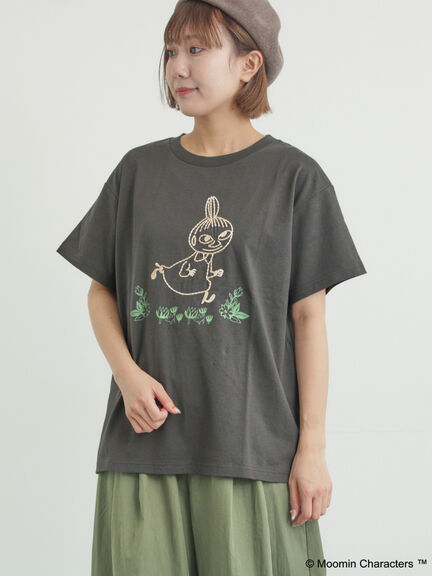 【MOOMIN×Samansa Mos2】ぽこぽこ刺繍Tシャツ（オフホワイト/チャコールグレー/ピンク）｜Samansa Mos2（サマンサ モスモス）通販