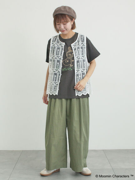 【MOOMIN×Samansa Mos2】ぽこぽこ刺繍Tシャツ（オフホワイト/チャコールグレー/ピンク）｜Samansa Mos2（サマンサ モスモス）通販