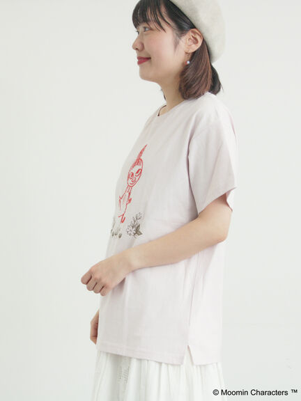 【MOOMIN×Samansa Mos2】ぽこぽこ刺繍Tシャツ（オフホワイト/チャコールグレー/ピンク）｜Samansa Mos2（サマンサ モスモス）通販