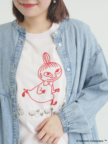 【MOOMIN×Samansa Mos2】ぽこぽこ刺繍Tシャツ（オフホワイト/チャコールグレー/ピンク）｜Samansa Mos2（サマンサ モスモス）通販