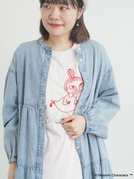 【MOOMIN×Samansa Mos2】ぽこぽこ刺繍Tシャツ（オフホワイト/チャコールグレー/ピンク）｜Samansa Mos2（サマンサ モスモス）通販