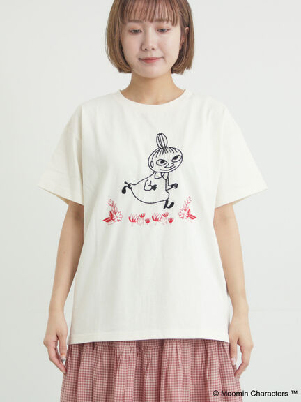 【MOOMIN×Samansa Mos2】ぽこぽこ刺繍Tシャツ（オフホワイト/チャコールグレー/ピンク）｜Samansa Mos2（サマンサ モスモス）通販