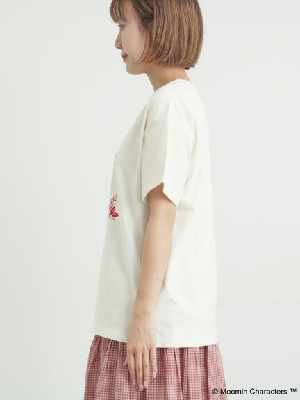 【MOOMIN×Samansa Mos2】ぽこぽこ刺繍Tシャツ（オフホワイト/チャコールグレー/ピンク）｜Samansa Mos2（サマンサ モスモス）通販
