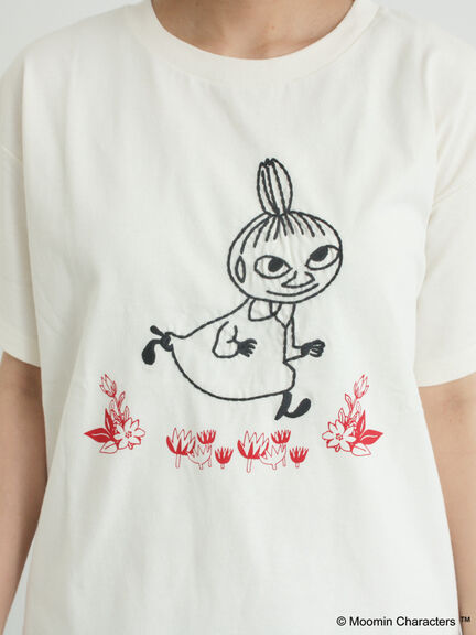 【MOOMIN×Samansa Mos2】ぽこぽこ刺繍Tシャツ（オフホワイト/チャコールグレー/ピンク）｜Samansa Mos2（サマンサ モスモス）通販