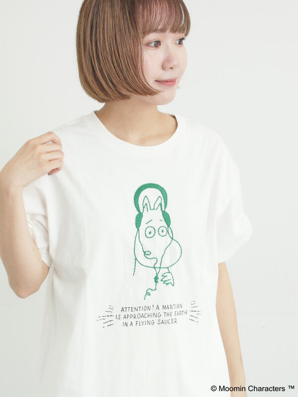 【MOOMIN×Samansa Mos2】ぽこぽこ刺繍Tシャツ（オフホワイト）｜Samansa Mos2（サマンサ モスモス）通販