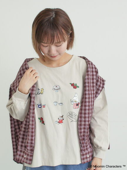 【MOOMIN×Samansa Mos2】リトルミイプリントロンT（オフホワイト/ブラック/ベージュ）｜Samansa Mos2（サマンサ モスモス）通販