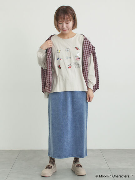 【MOOMIN×Samansa Mos2】リトルミイプリントロンT（オフホワイト/ブラック/ベージュ）｜Samansa Mos2（サマンサ モスモス）通販