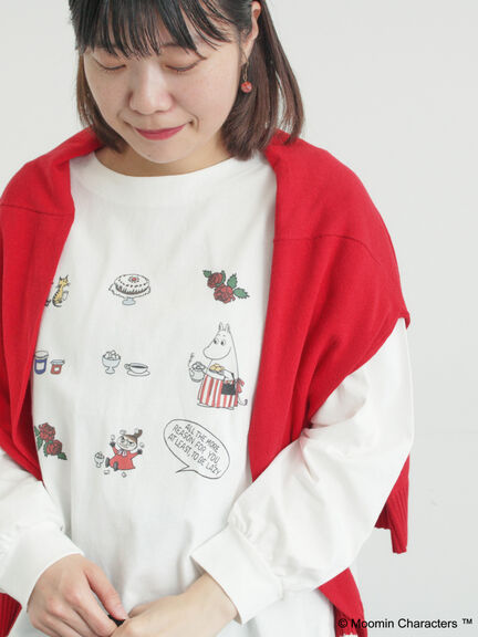 【MOOMIN×Samansa Mos2】リトルミイプリントロンT（オフホワイト/ブラック/ベージュ）｜Samansa Mos2（サマンサ モスモス）通販