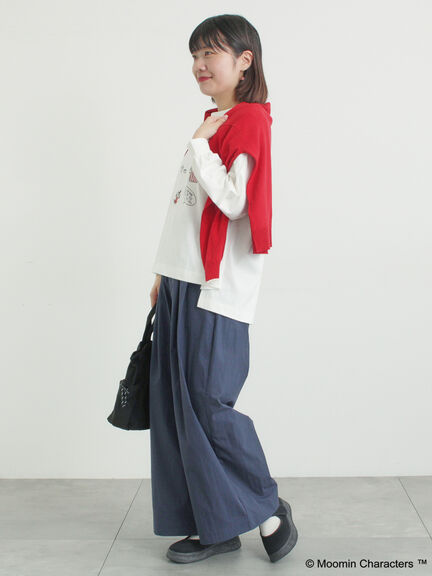 【MOOMIN×Samansa Mos2】リトルミイプリントロンT（オフホワイト/ブラック/ベージュ）｜Samansa Mos2（サマンサ モスモス）通販