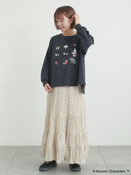 【MOOMIN×Samansa Mos2】リトルミイプリントロンT（オフホワイト/ブラック/ベージュ）｜Samansa Mos2（サマンサ モスモス）通販