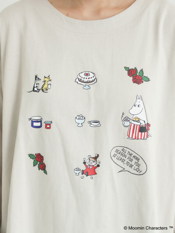 MOOMIN×Samansa Mos2】リトルミイプリントロンT（オフホワイト
