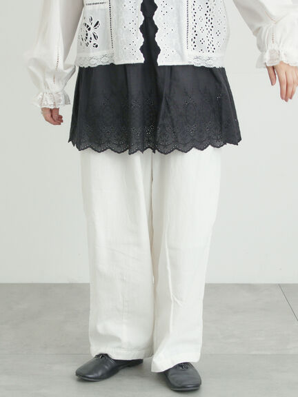 綿麻コクーンパンツ（オフホワイト/ブラック/サックスブルー）｜Samansa Mos2（サマンサ モスモス）通販