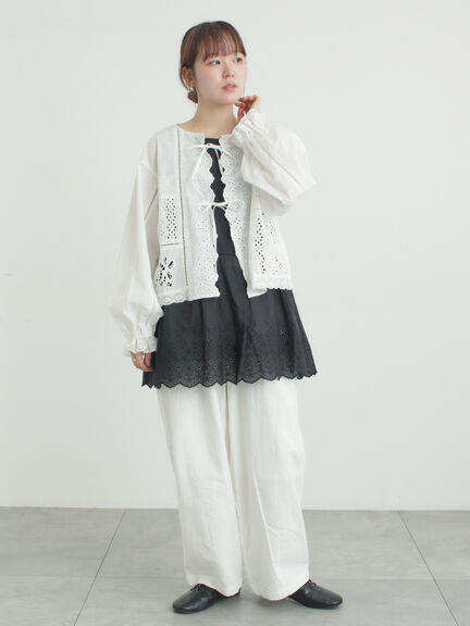 綿麻コクーンパンツ（オフホワイト/ブラック/サックスブルー）｜Samansa Mos2（サマンサ モスモス）通販