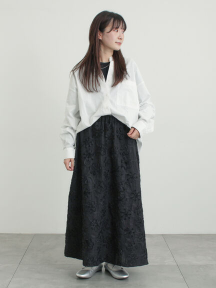 花柄テープ刺繍フレアスカート（オフホワイト/ブラック）｜Samansa Mos2（サマンサ モスモス）通販