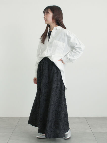 花柄テープ刺繍フレアスカート（オフホワイト/ブラック）｜Samansa Mos2（サマンサ モスモス）通販