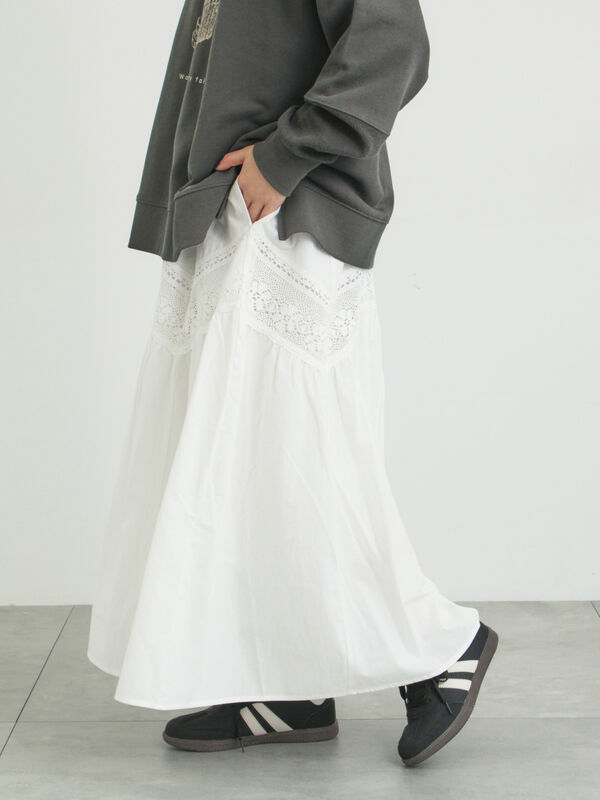 柄アソートティアードレーススカート（オフホワイト）｜Samansa Mos2（サマンサ モスモス）通販