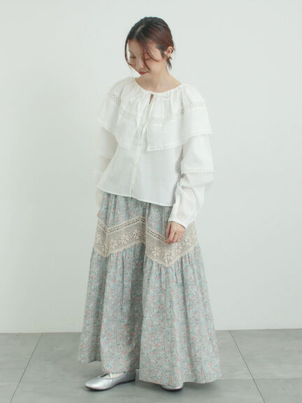 柄アソートティアードレーススカート（オフホワイト/ブラック/ミント）｜Samansa Mos2（サマンサ モスモス）通販