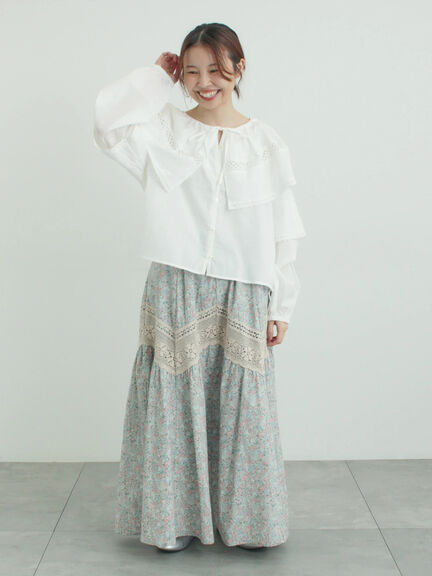 柄アソートティアードレーススカート（オフホワイト/ブラック/ミント）｜Samansa Mos2（サマンサ モスモス）通販