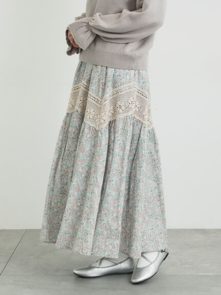 柄アソートティアードレーススカート（オフホワイト/ブラック/ミント）｜Samansa Mos2（サマンサ モスモス）通販