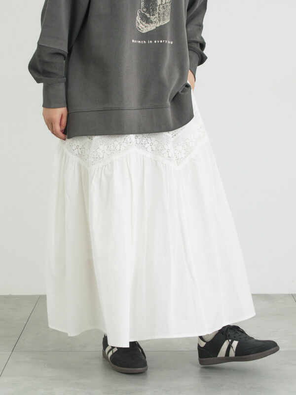 柄アソートティアードレーススカート（オフホワイト/ブラック/ミント