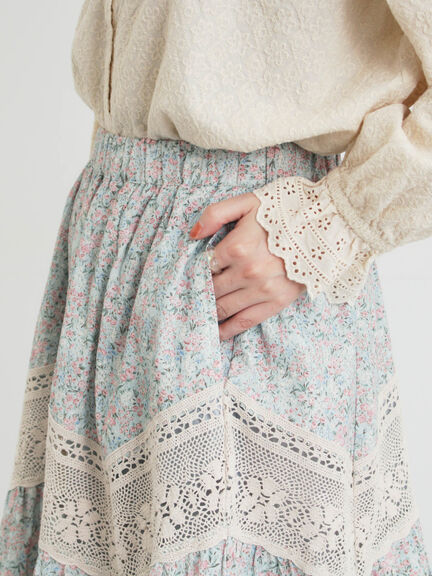 柄アソートティアードレーススカート（オフホワイト/ブラック/ミント）｜Samansa Mos2（サマンサ モスモス）通販