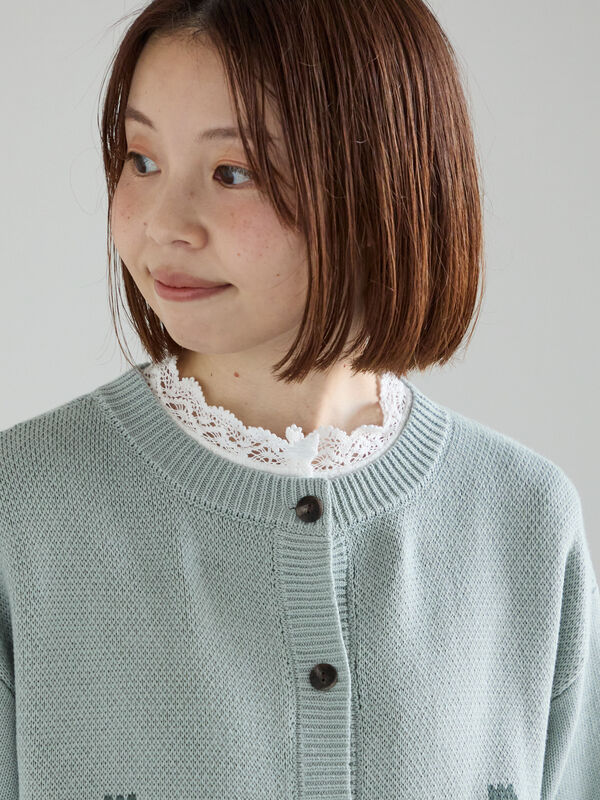 セール】 花柄ジャカードカーディガン（グレー/ベージュ/サックス