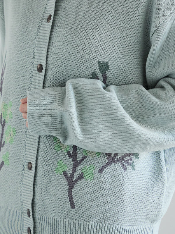 セール】 花柄ジャカードカーディガン（グレー/ベージュ/サックス