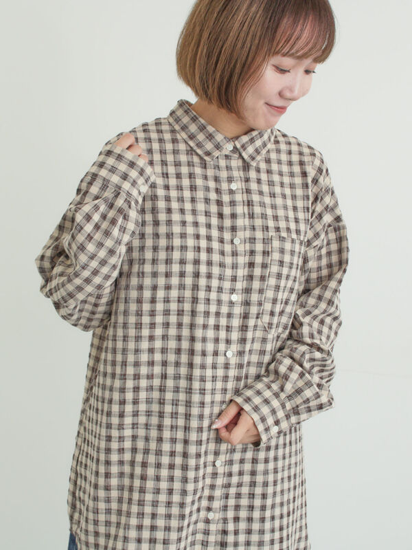 ポコポコチェックオーバーシャツ（ベージュ）｜Samansa Mos2（サマンサ モスモス）通販