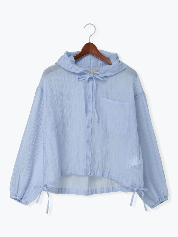 シアー裾ドロストフードシャツ（オフホワイト/ブラック/サックスブルー）｜Samansa Mos2（サマンサ モスモス）通販