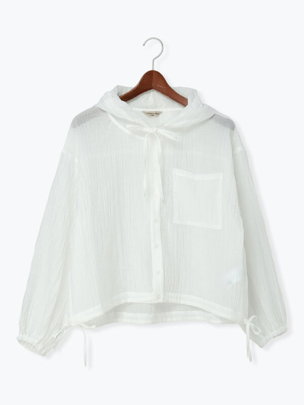 シアー裾ドロストフードシャツ（オフホワイト）｜Samansa Mos2（サマンサ モスモス）通販