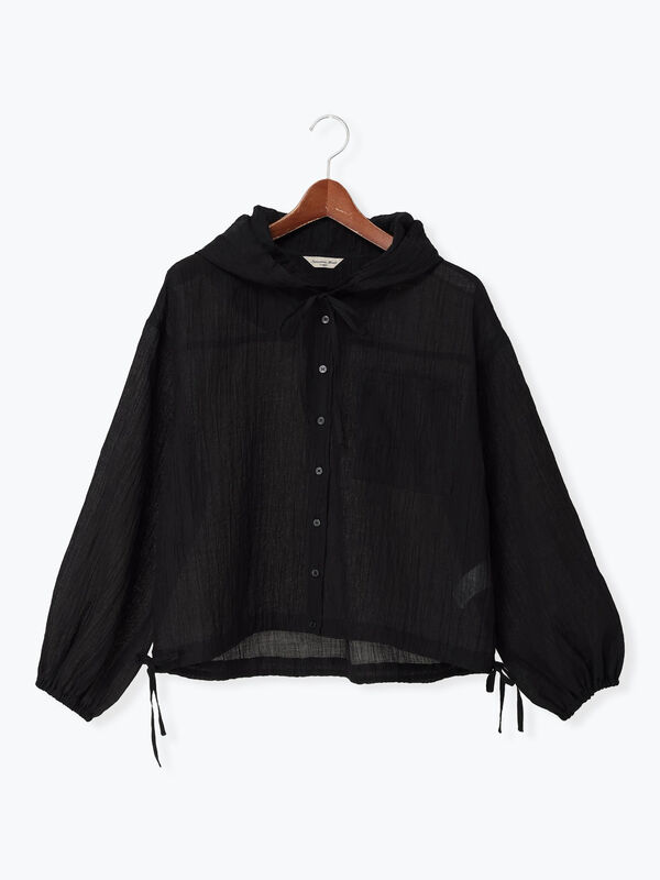 シアー裾ドロストフードシャツ（ブラック）｜Samansa Mos2（サマンサ モスモス）通販