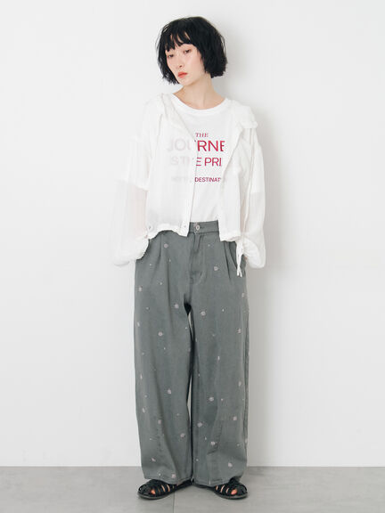 シアー裾ドロストフードシャツ（オフホワイト/ブラック/サックスブルー）｜Samansa Mos2（サマンサ モスモス）通販