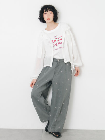 シアー裾ドロストフードシャツ（オフホワイト/ブラック/サックスブルー）｜Samansa Mos2（サマンサ モスモス）通販