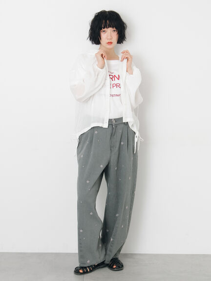 シアー裾ドロストフードシャツ（オフホワイト/ブラック/サックスブルー）｜Samansa Mos2（サマンサ モスモス）通販