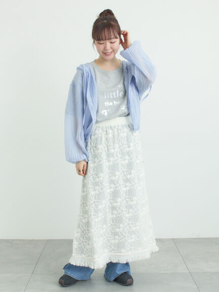 シアー裾ドロストフードシャツ（オフホワイト/ブラック/サックスブルー）｜Samansa Mos2（サマンサ モスモス）通販