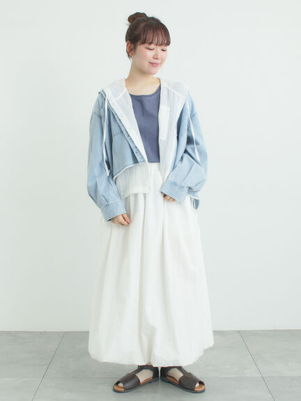 シアー裾ドロストフードシャツ（オフホワイト/ブラック/サックスブルー）｜Samansa Mos2（サマンサ モスモス）通販