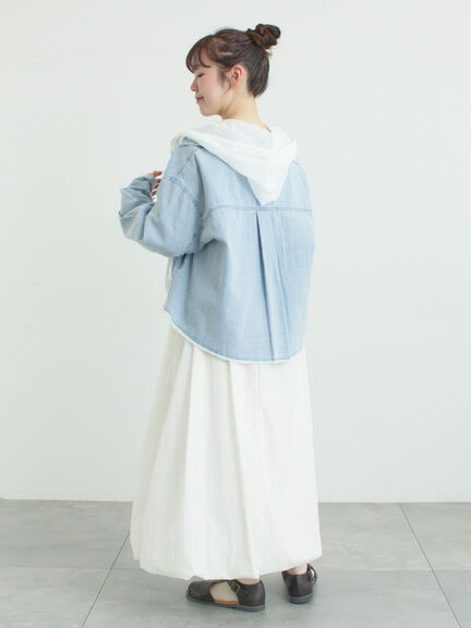 シアー裾ドロストフードシャツ（オフホワイト/ブラック/サックスブルー）｜Samansa Mos2（サマンサ モスモス）通販
