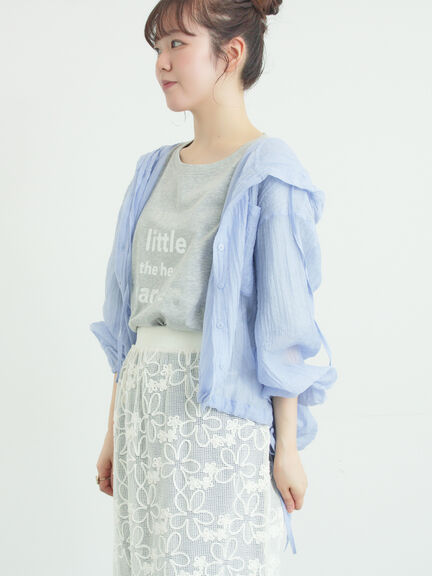 シアー裾ドロストフードシャツ（オフホワイト/ブラック/サックスブルー）｜Samansa Mos2（サマンサ モスモス）通販