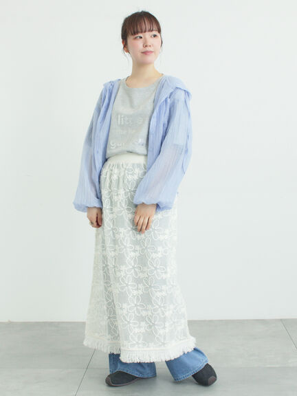 シアー裾ドロストフードシャツ（オフホワイト/ブラック/サックスブルー）｜Samansa Mos2（サマンサ モスモス）通販