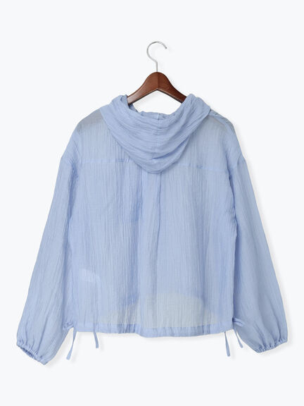 シアー裾ドロストフードシャツ（オフホワイト/ブラック/サックスブルー）｜Samansa Mos2（サマンサ モスモス）通販