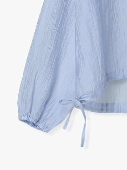 シアー裾ドロストフードシャツ（オフホワイト/ブラック/サックスブルー）｜Samansa Mos2（サマンサ モスモス）通販