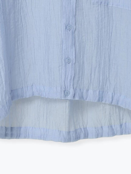 シアー裾ドロストフードシャツ（オフホワイト/ブラック/サックスブルー）｜Samansa Mos2（サマンサ モスモス）通販