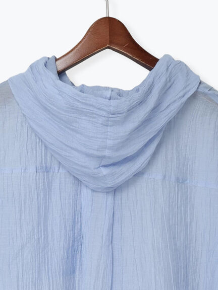 シアー裾ドロストフードシャツ（オフホワイト/ブラック/サックスブルー）｜Samansa Mos2（サマンサ モスモス）通販