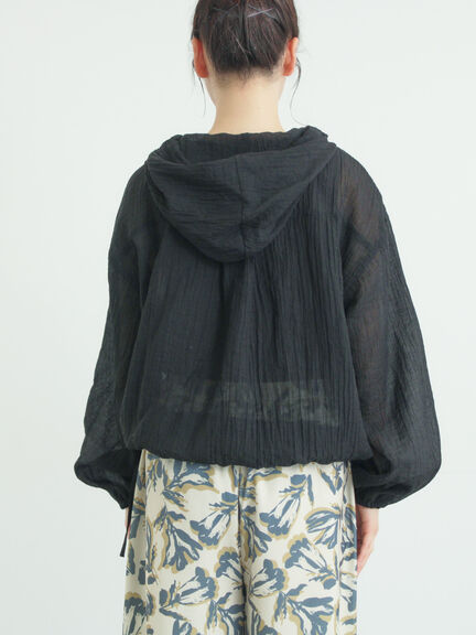 シアー裾ドロストフードシャツ（オフホワイト/ブラック/サックスブルー）｜Samansa Mos2（サマンサ モスモス）通販