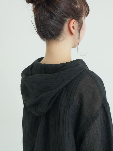 シアー裾ドロストフードシャツ（オフホワイト/ブラック/サックスブルー）｜Samansa Mos2（サマンサ モスモス）通販