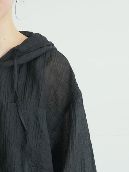 シアー裾ドロストフードシャツ（オフホワイト/ブラック/サックスブルー）｜Samansa Mos2（サマンサ モスモス）通販